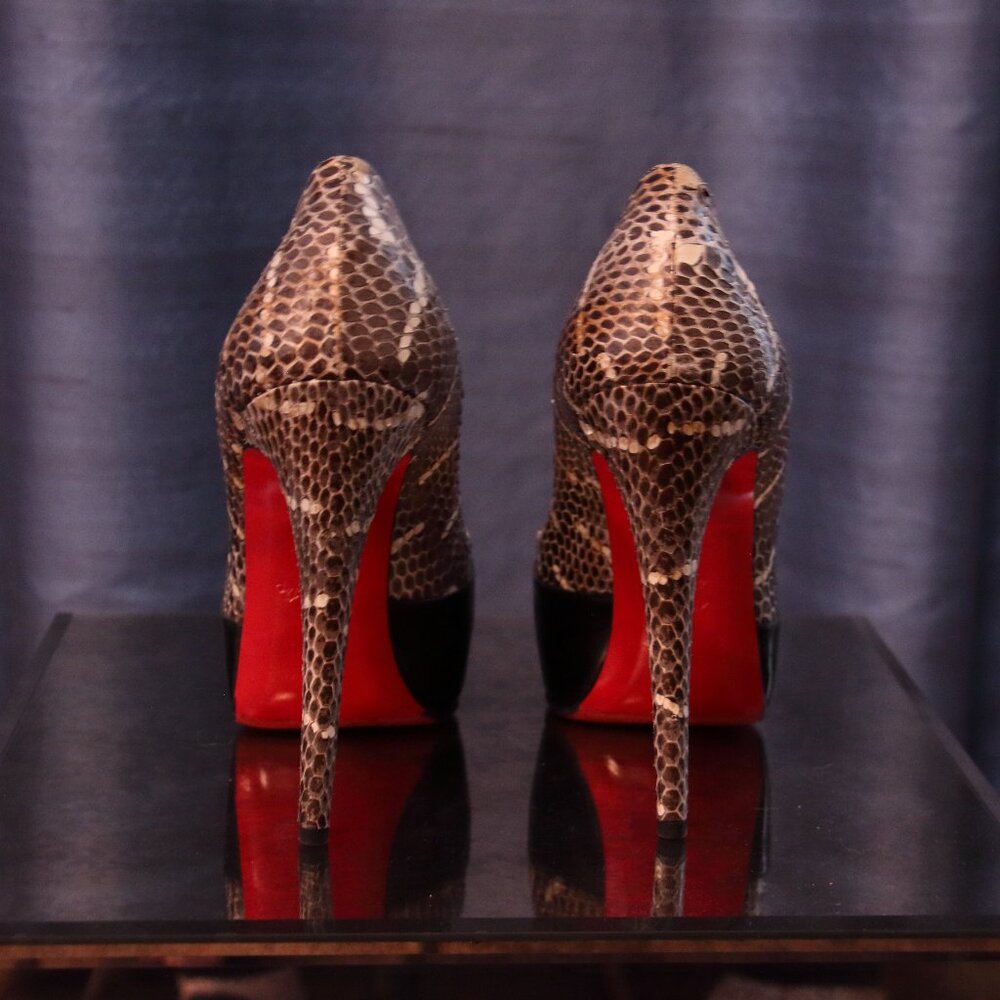 Christian Louboutin Python Silver Toed Platforms … - image 3